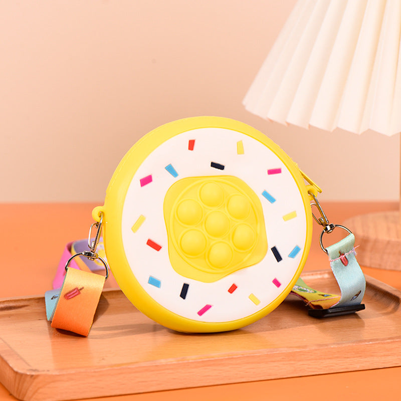 Bolso de hombro para niños descomposición de donut de silicona al por mayor